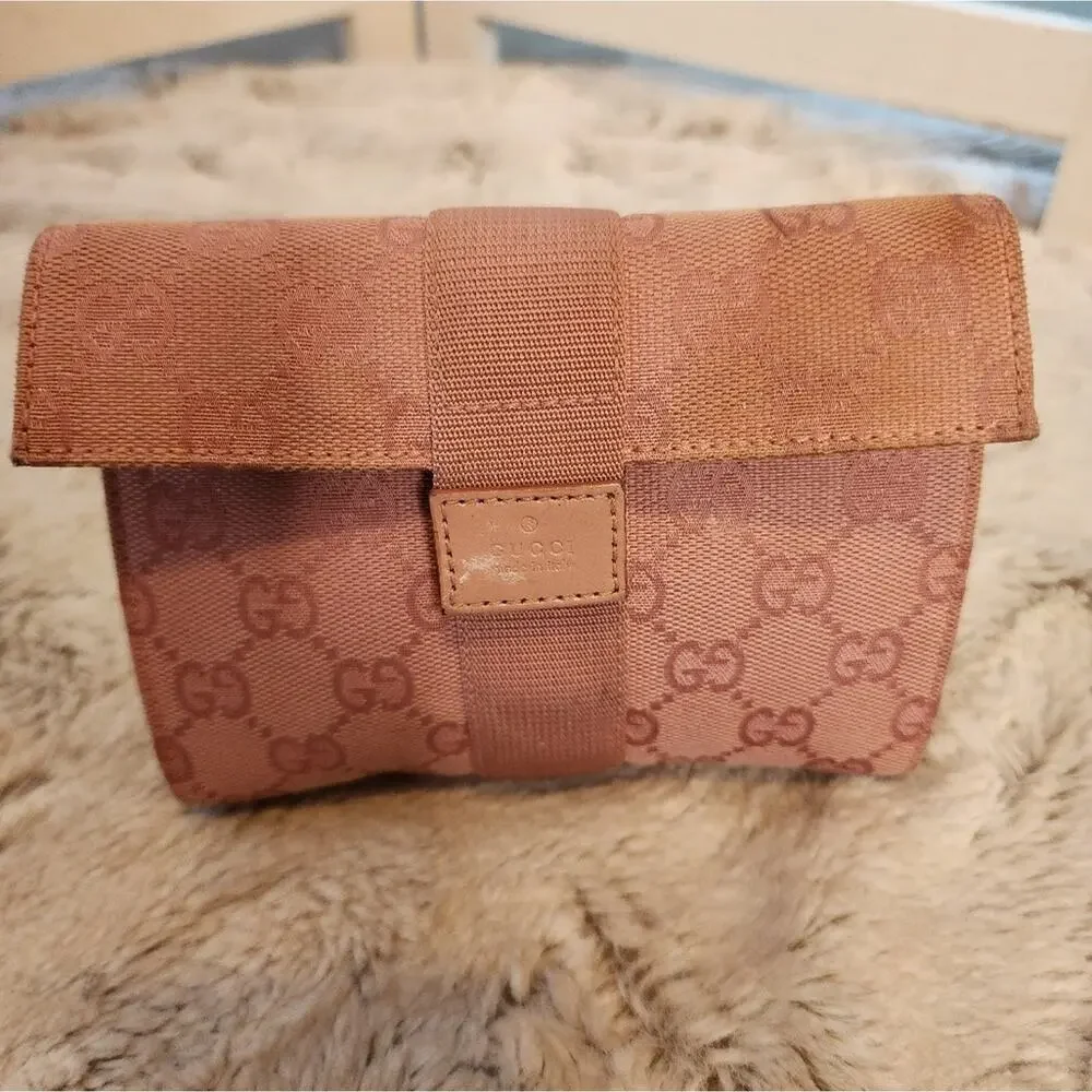 GUCCI GG CANVAS VANITY PINK COSMETIC POUCH